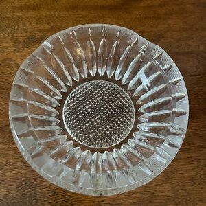 Vintage Clear Cut Glass Ashtray Collectible Very Heavy